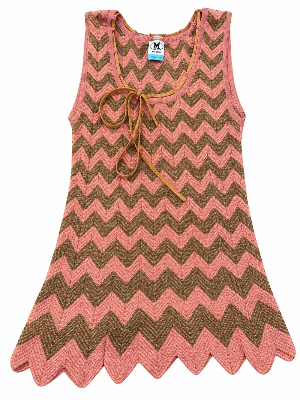 Missoni Pink and Brown Chevron Knit Tank Dress